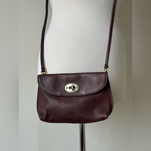 Fossil Monica Leather Crossbody Bag – Burgundy Oxblood – Turn Lock